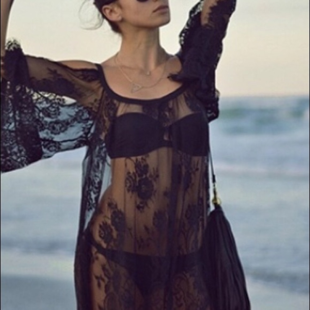 BLACK BATHING SUIT COVER UP - Picture 2 of 3
